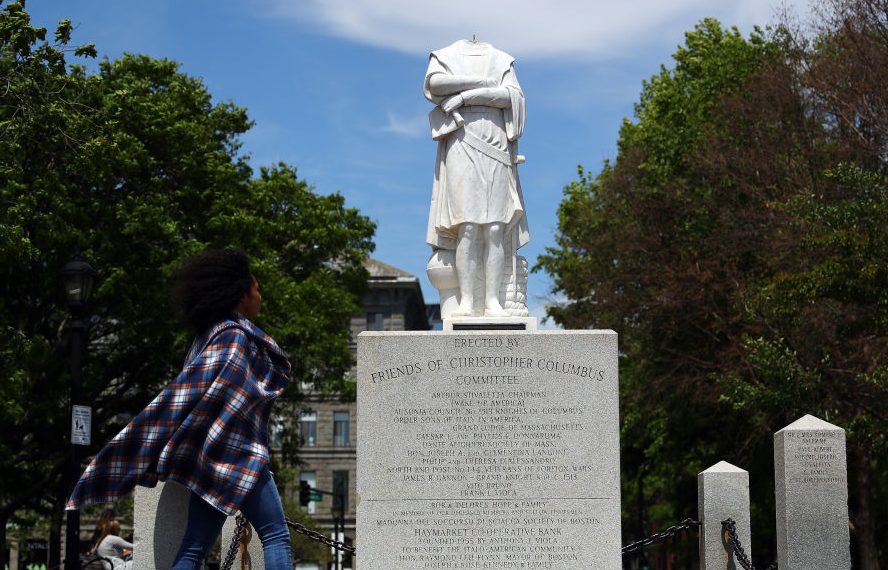 Head Removed From Christopher Columbus Statue In North End Of Boston