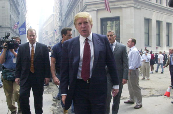 Donald Trump speaks outside the New York Stock Exchange. A w