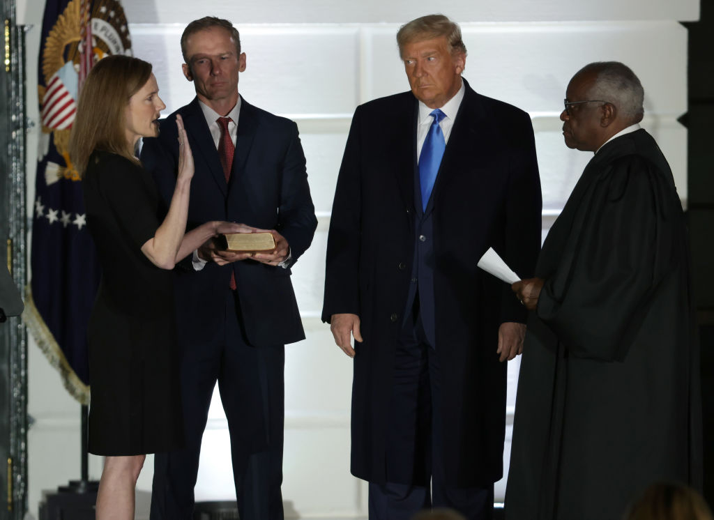Amy Coney Barrett Is Sworn-In As New Supreme Court Justice At The White House
