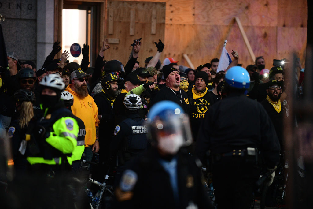 WASHINGTON, D.C., DECEMBER 12: Protected by DC police, Proud Bo