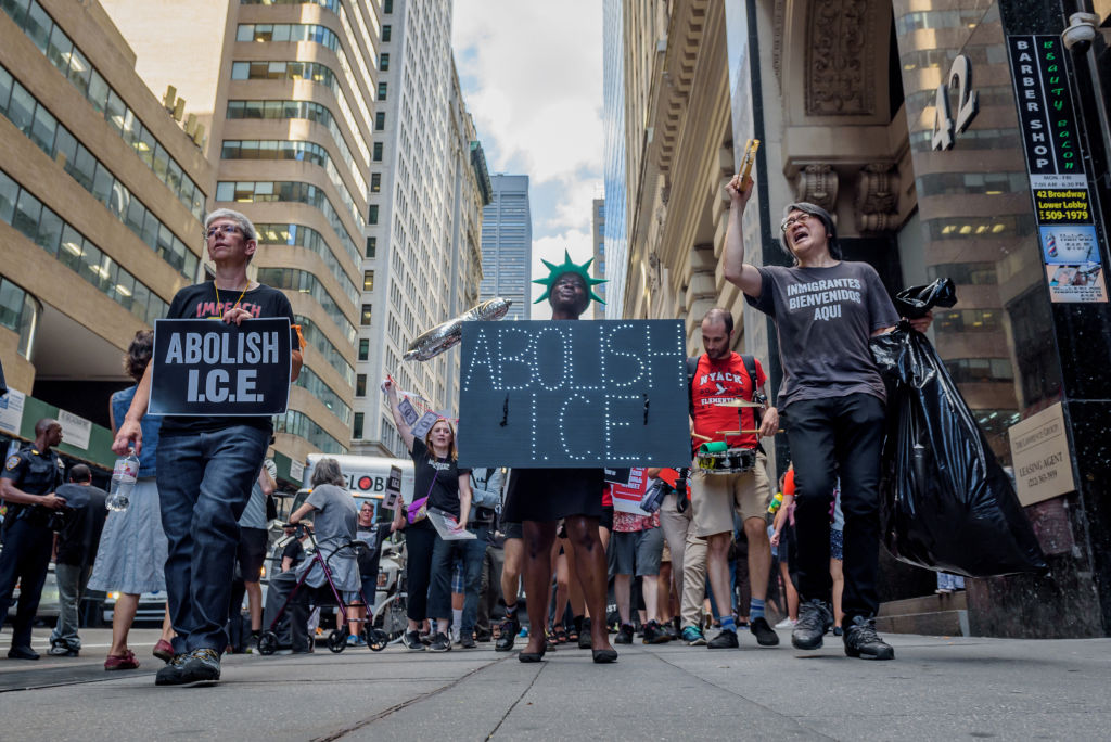 Members of the activist group Rise and Resist organized a...