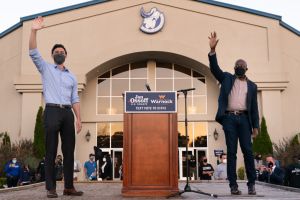 Georgia Democratic Nominees For Senate Rev. Warnock And Ossoff Attend Rally In Jonesboro
