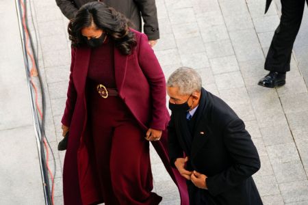 Former President Barack Obama and former First lady Michele Obama arrive