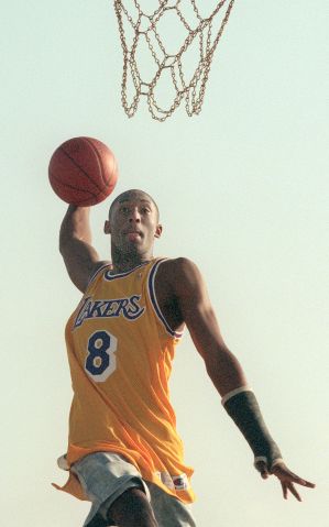 Kobe Bryant, teenager woh was the first draft pick of the Lakers. Feature shots of Bryant while he i