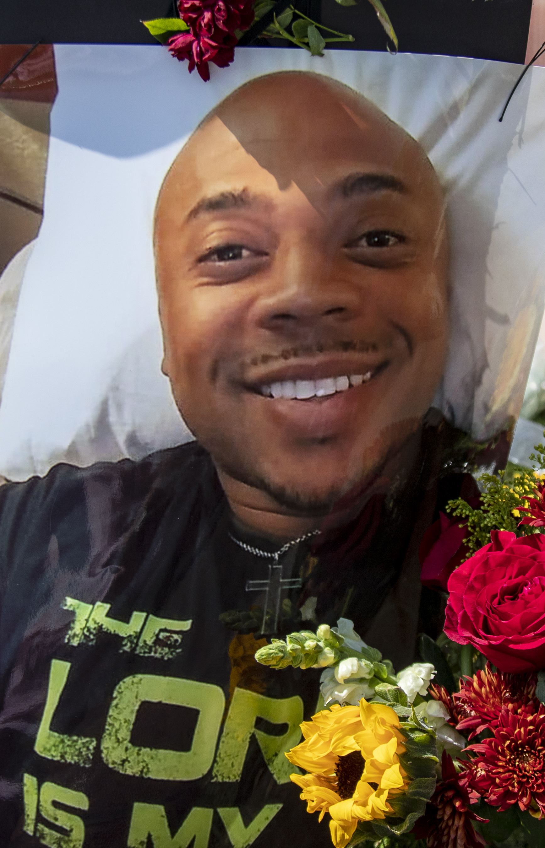 Memorial sert up for Black homeless man Kurt Andras Reinhold shot by OC deputies.