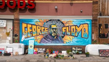 Minneapolis, Minnesota, George Floyd memorial at 38th and Chicago who was killed by police.