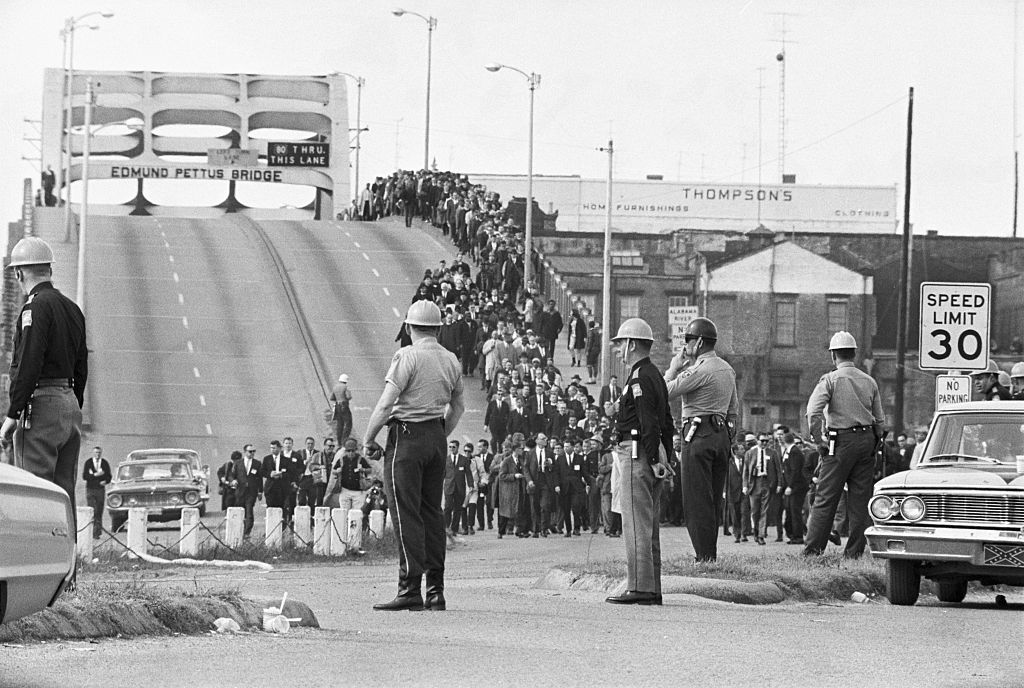 Civil Rights Marchers on Bridge
