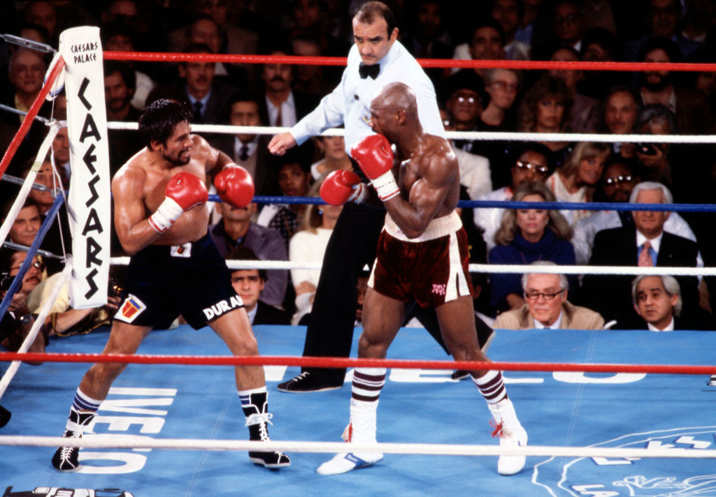 'Marvelous' Marvin Hagler And Roberto Durán Boxing At Caesars Palace