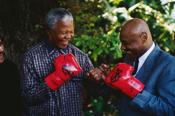 Nelson Mandela Joking with Boxer Marvin Hagler