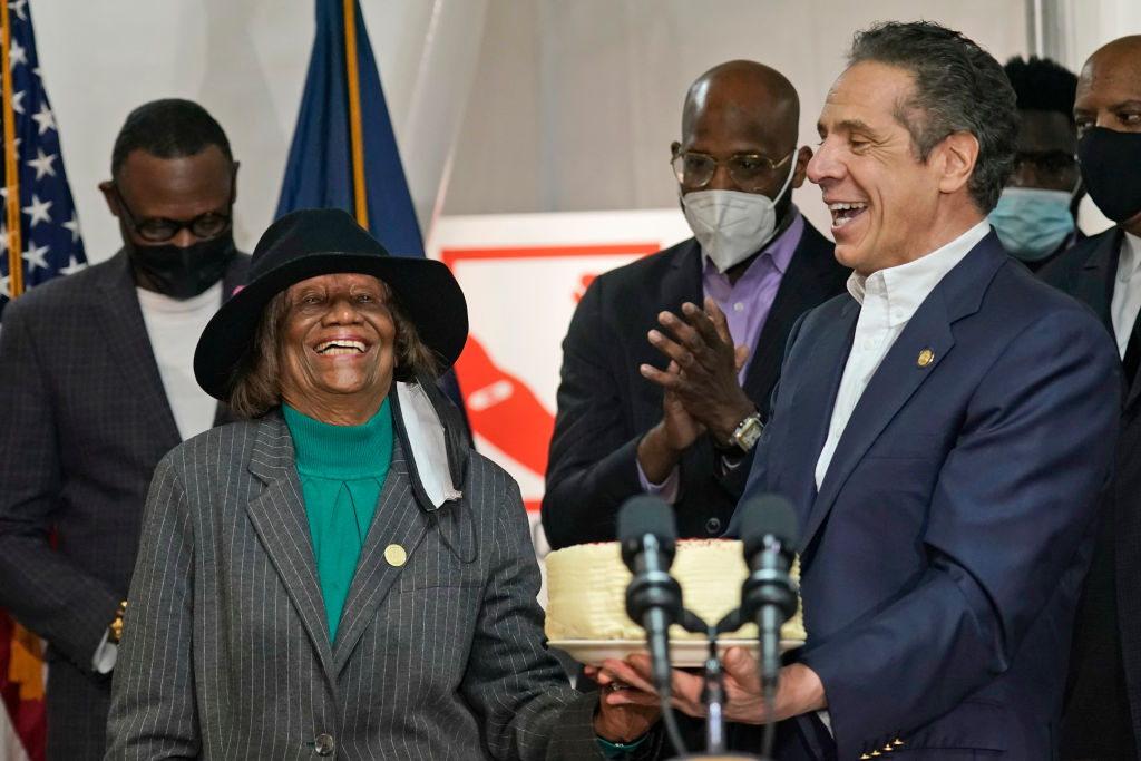 New York Governor Cuomo Tours Mass Vaccination Site In Harlem At Mount Neboh Baptist Church