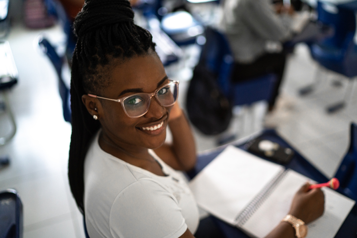 Portrait of a female student in the classroom