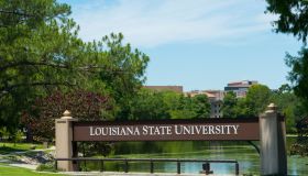 Baton Rouge Louisiana sign for Louisiana State University LSU, Southern life