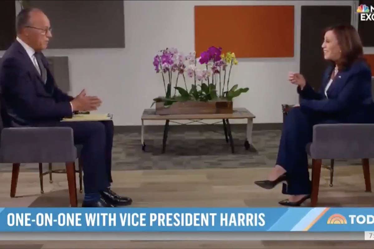 Lester Holt interviewing Kamala Harris in Guatemala City