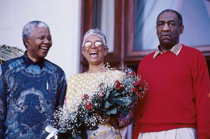 Nelson Mandela with Camille and Bill Cosby