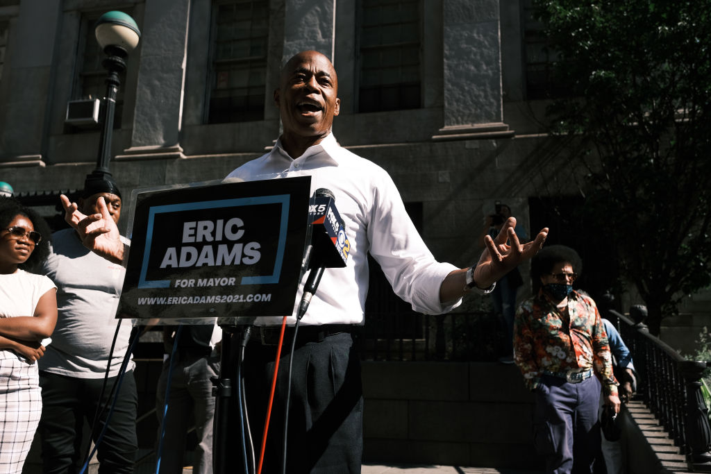 New York City Mayoral Candidate Eric Adams Holds Media Availability In Brooklyn