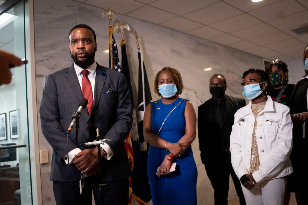 Sen. Tim Scott (R-SC) Meets With Families Of Victims Of Violence And Police Brutality On Capitol Hill