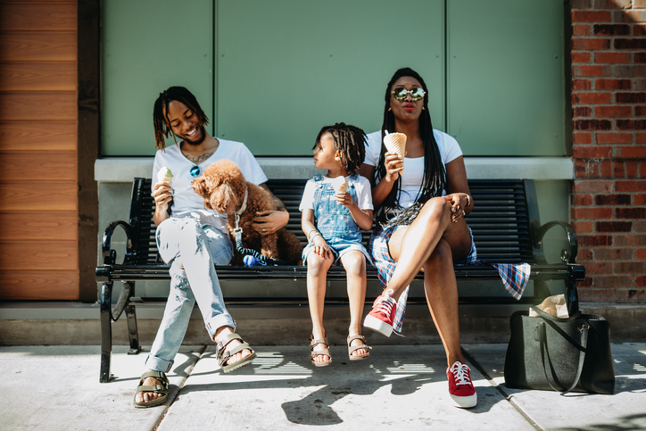 Family Enjoying Ice Cream In City of Tacoma