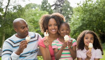 Family in park with ice creams