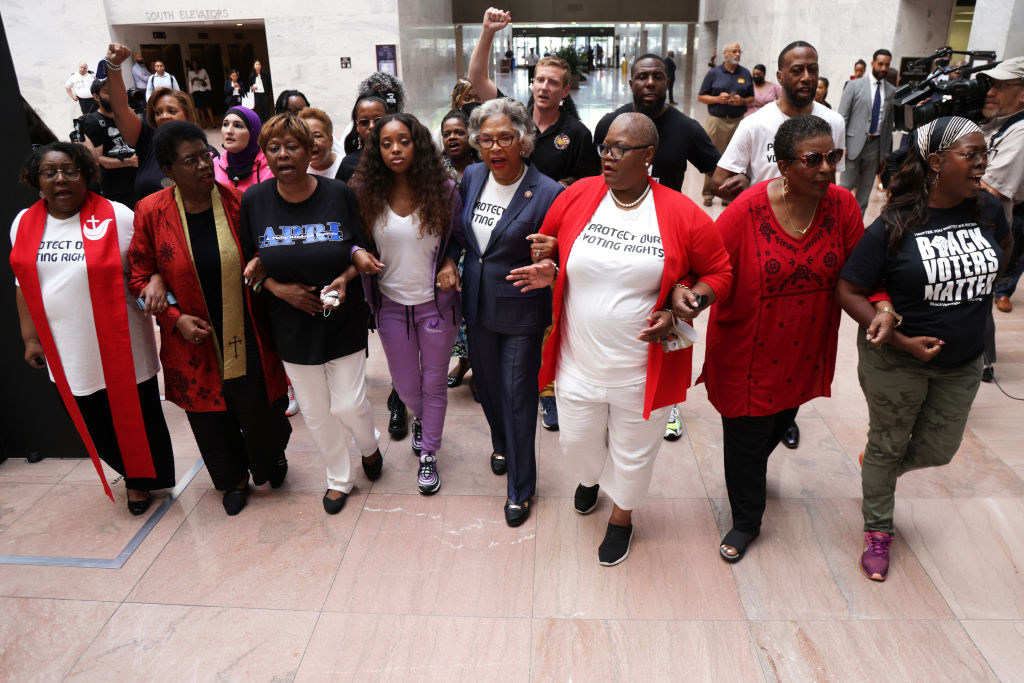 Activists Demonstrate Against State Level Republicans Trying To Pass Restrictive Voting Rights Laws