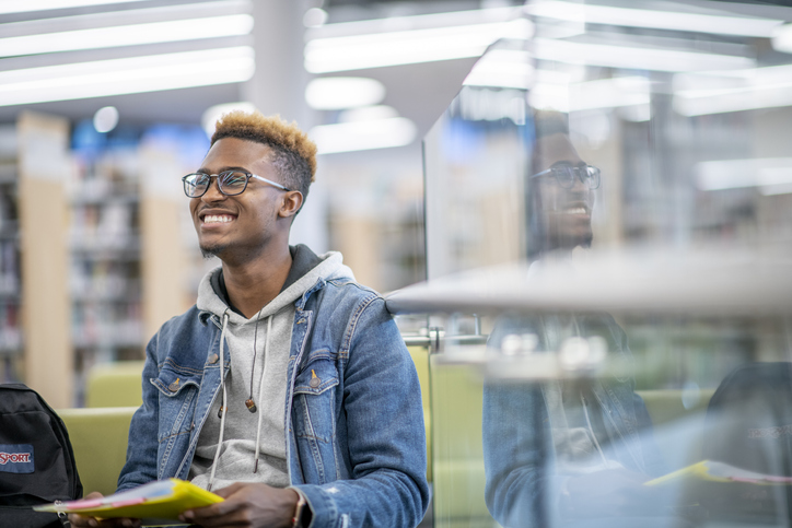 University student in the library