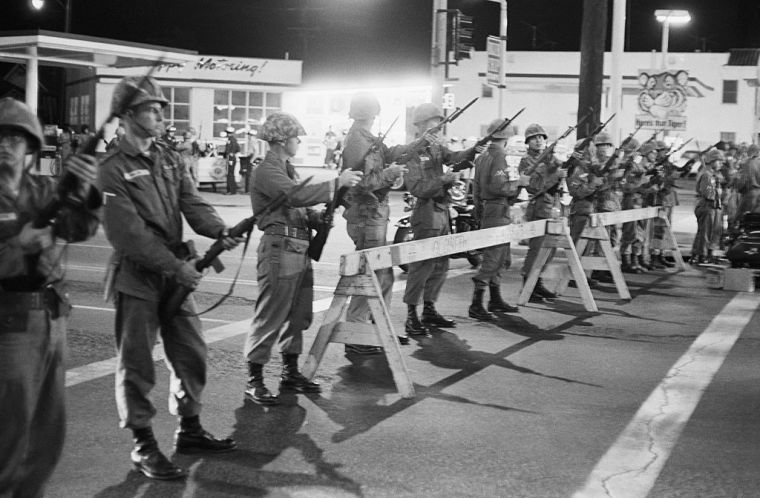 Line of Guardsmen at Barricade