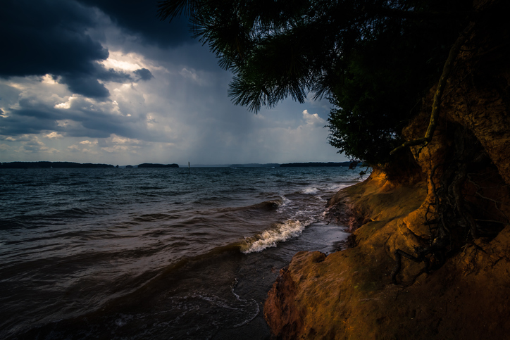 View Of Lake On Cloudy Day