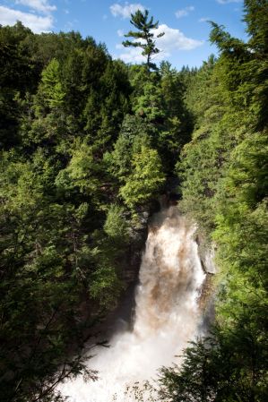 Main falls at Bushkill Falls, in spate after Hurricane Irene, in the Poconos area of Pennsylvania, near the Delaware Water Gap.