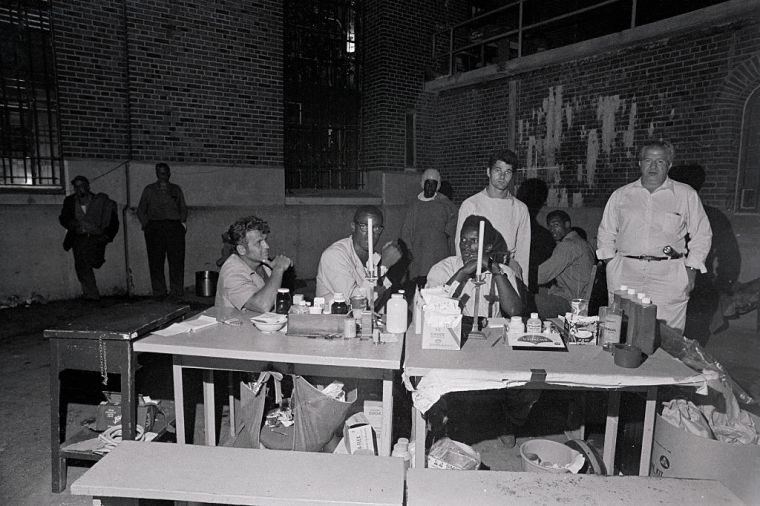 Attica Inmates Sitting at Medical Station