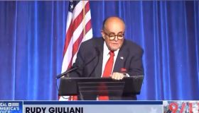 Rudy Giuliani gives suspected drunken speech at 9/11 event on Sept. 11, 2021