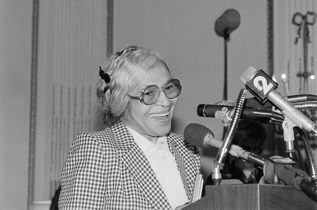 Rosa Parks Speaking at Podium During Award Ceremonies