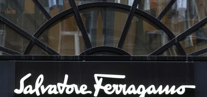 Salvatore Ferragamo logo seen over the entrance to a brand...