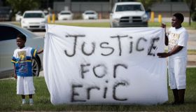 Demonstrators Hold A Protest Outside South Bend Police Station After Funeral For Eric Logan