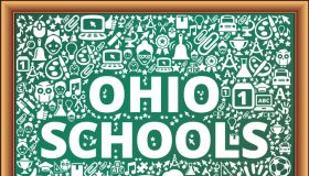 Ohio Schools School and Education Vector Icons on Chalkboard