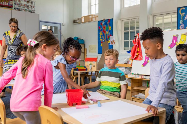 Children Drawing at School