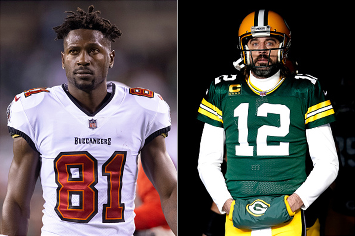 Antonio Brown and Aaron Rodgers of the NFL