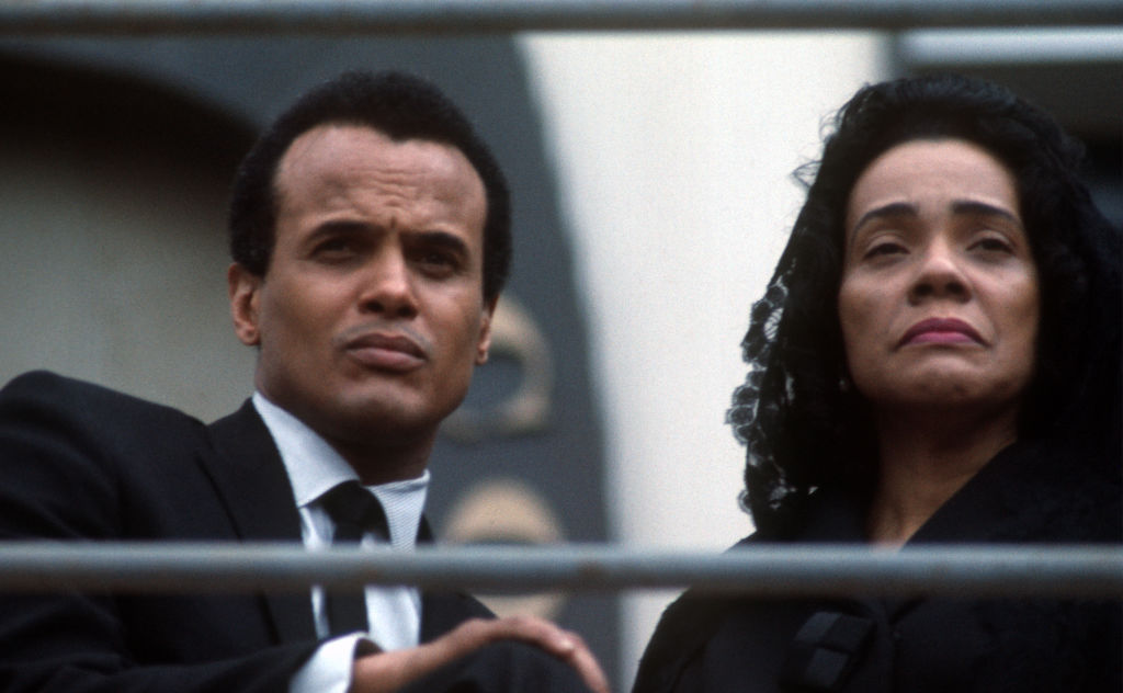 H. Belafonte and Coretta King before Menphis' march to MLK's funeral