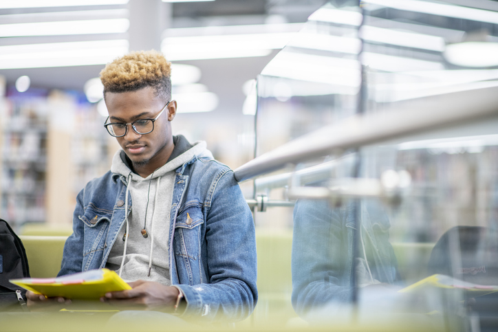 University student in the library