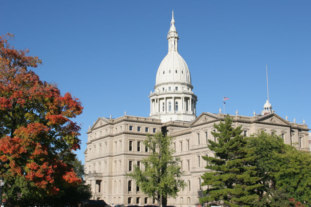 The exterior of the State Capitol in Lansing.