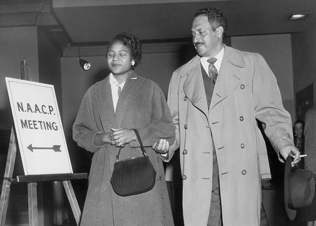 Portrait of Thurgood Marshall Escorting Autherine Lucy to NAACP Meeting