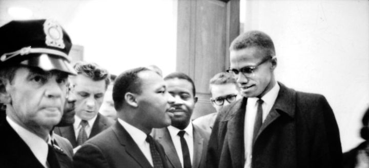 Martin Luther King and Malcolm X after Press Conference at U.S. Capitol about Senate Debate on Civil Rights Act of 1964, Washington, DC USA, Marion S. Trikosko, U.S. News & World Report Magazine Photograph Collection, March 26, 1964