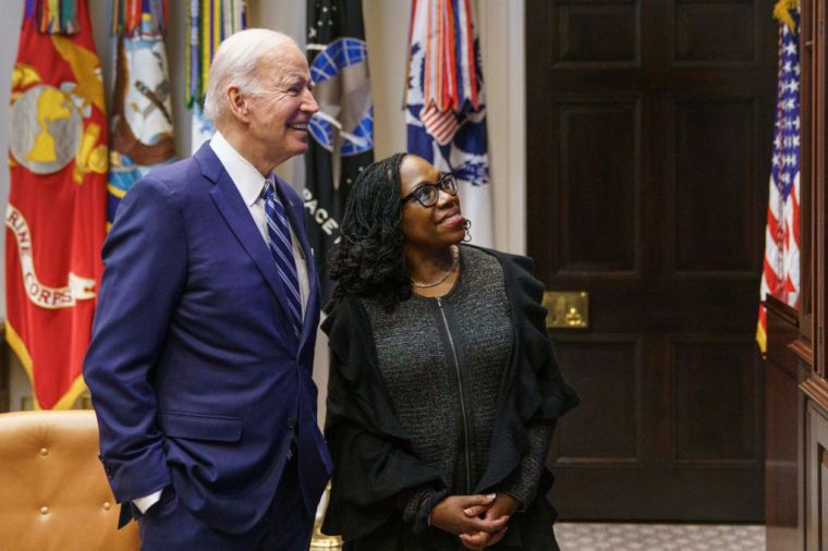 President Biden And Ketanji Brown Jackson Watch As Senate Votes On Supreme Court Nomination