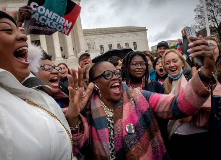Reaction to the confirmation of Justice Ketanji Brown Jackson to the Supreme Court, on April 07 in Washington, DC.