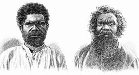 Australia, two native men on white background