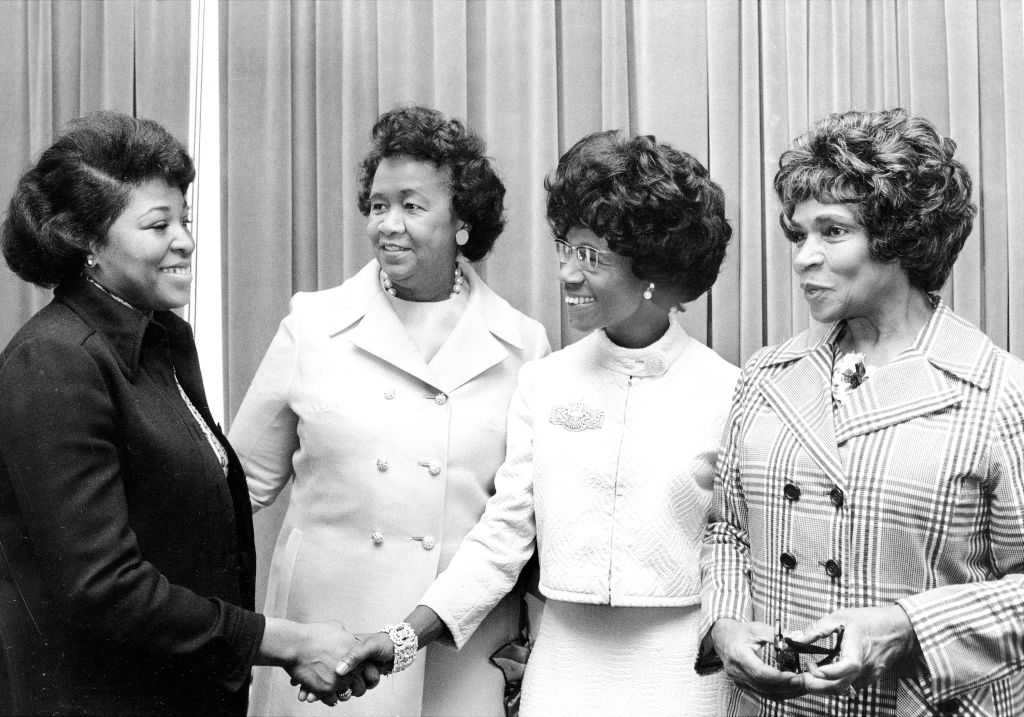 (l. to r.) Mrs. Betty Shabazz (widow of Malcom X); Dorothy H