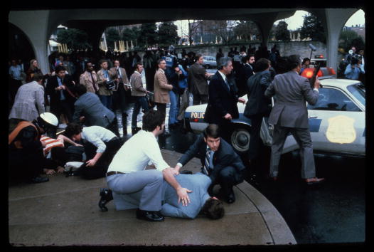 Chaos Outside The Washington Hilton Hotel After The Assassination Attempt On President Reagan