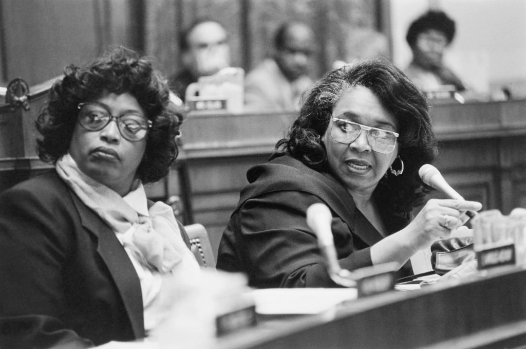 Rep. Corrine Brown and Rep. Barbara-Rose Collins during markup session