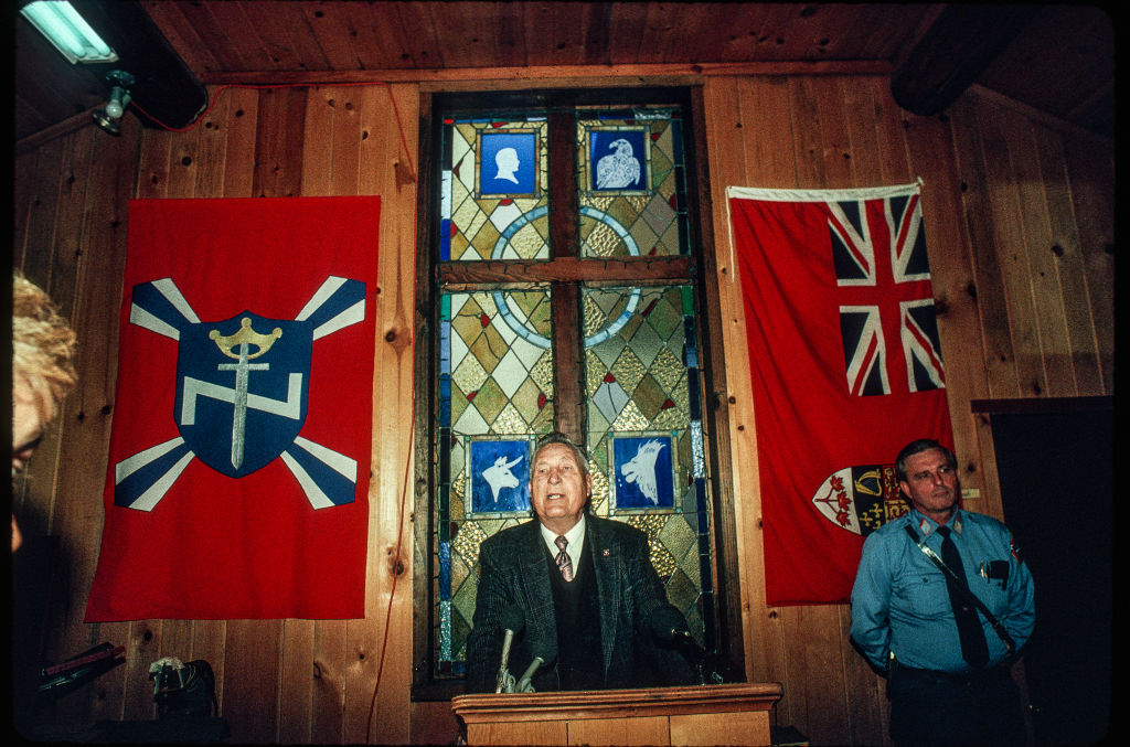 Aryan Nations Leader Richard Butler At A Pulpit