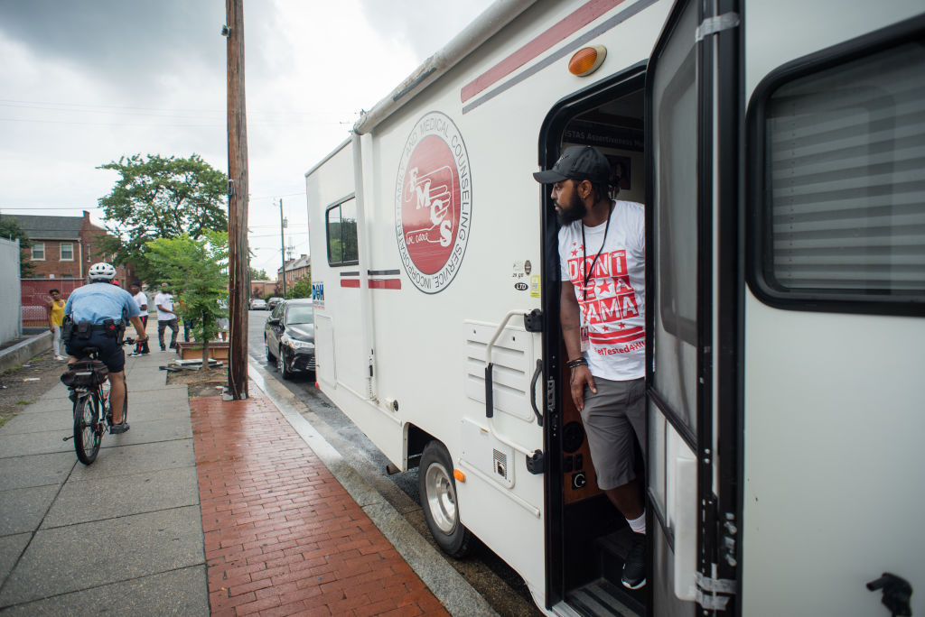 Family and Medical Counseling Services runs a needle exchange van that provides mobile health screenings, Hepatitis C testing, Fentanyl test strips, Narcan overdose medication, and a host of services.