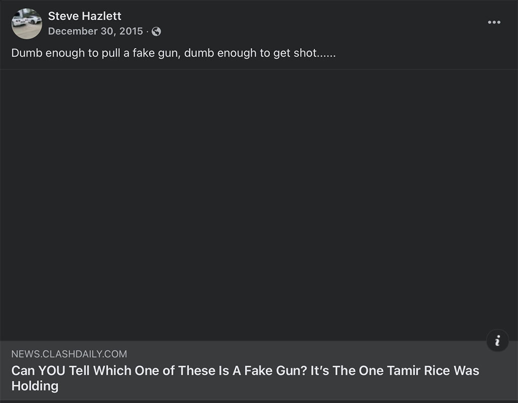 2015 Facebook post about Tamir Rice by Tioga Council President Steve Hazlett