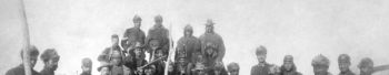 USA: 'Buffalo soldiers' of the 25th Infantry, some wearing buffalo robes, Ft. Keogh, Montana, 1890